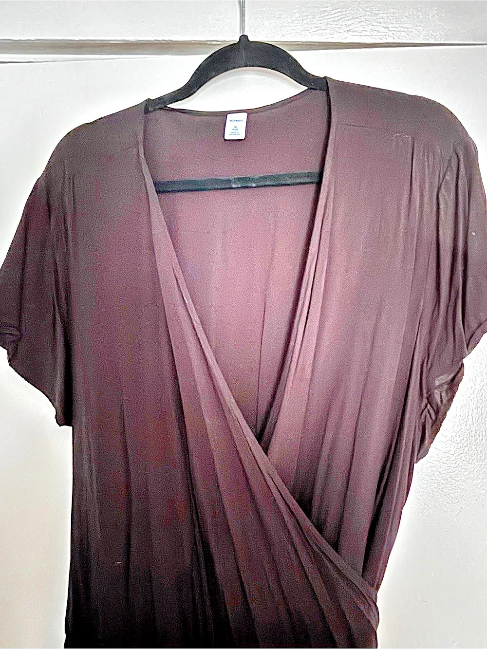 Old Navy Waist-Defined Black Wrap Woven Midi Dress Black 3X
